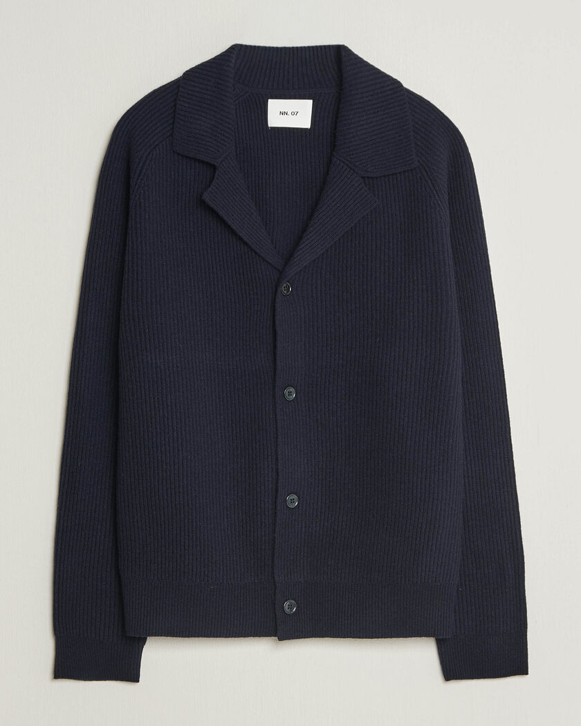  NN07 Shane Wool Knitted Cardigan Navy Blue – Bleu