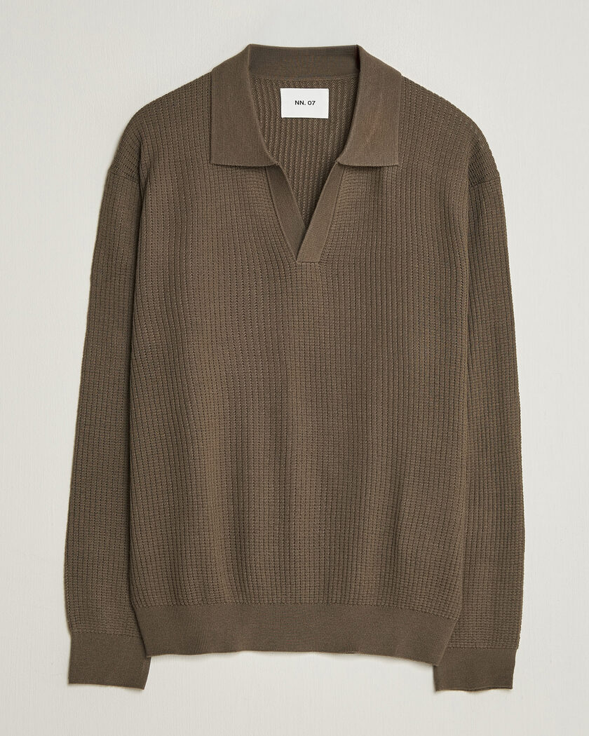 NN07 Nate Wool Knitted Polo Mable Husk – Marron