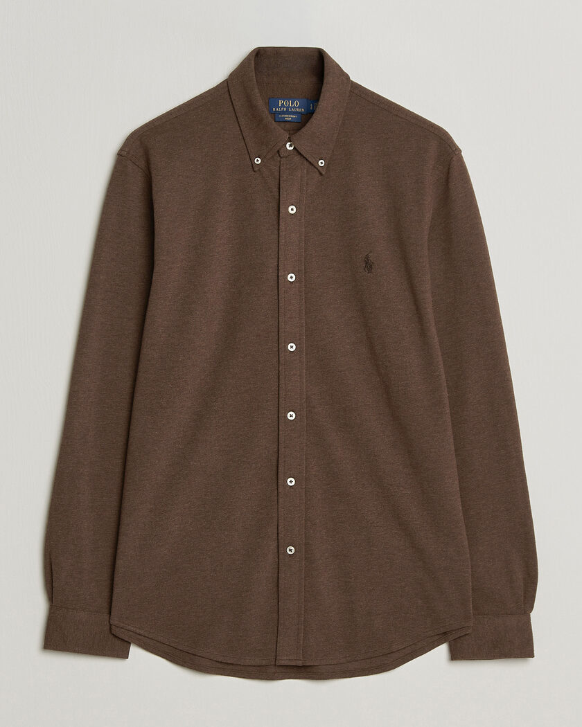 Polo Ralph Lauren Featherweight Mesh Shirt Nutmeg Brown Heather – Marron