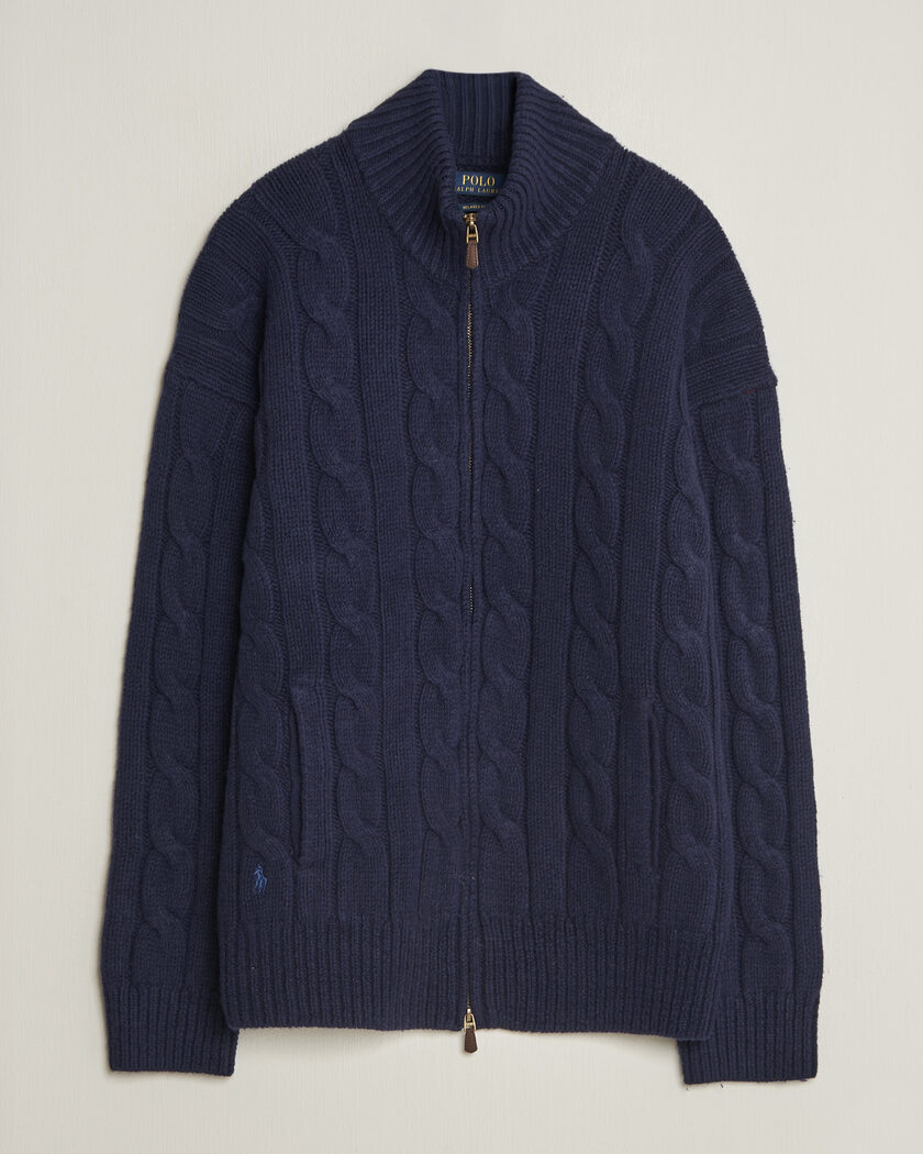 Polo Ralph Lauren Wool/Alpaca Cable Full-Zip Hunter Navy – Bleu