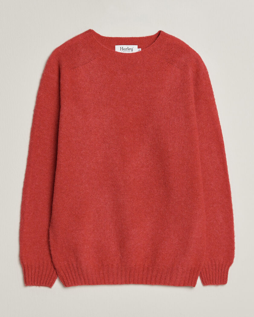 Harley Of Scotland Brushed Supersoft Lambswool Crewneck Damask – Rouge