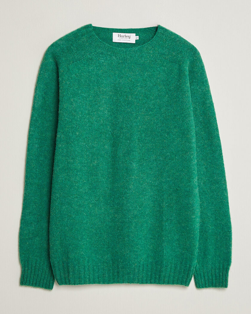 Harley Of Scotland Brushed Supersoft Lambswool Crewneck Evergreen – Vert