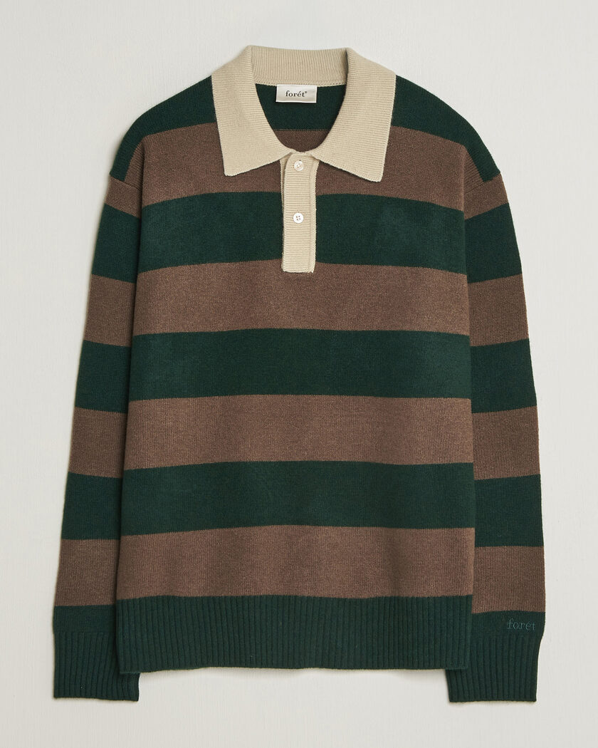 Forét Frost Stripe Knit Polo Deep Green – Vert