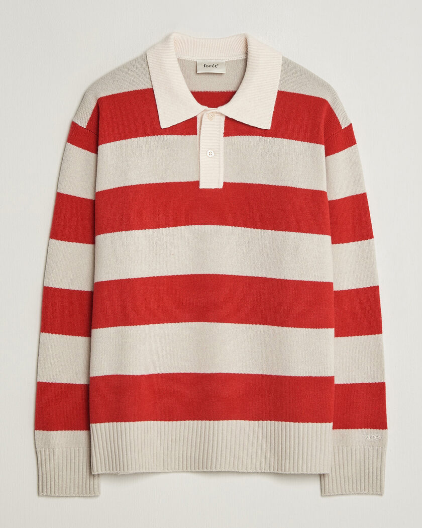 Forét Frost Stripe Knit Polo Red – Rouge