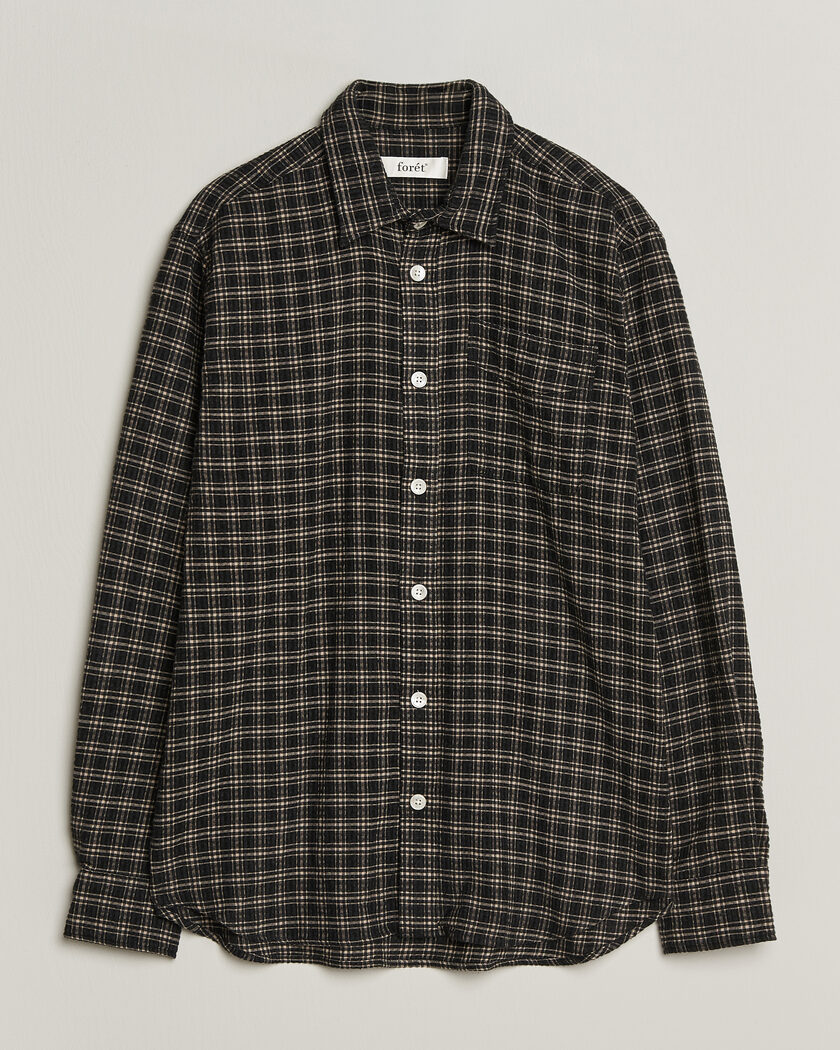 Forét Form Regular Fit Italian Check Shirt Black – Noir