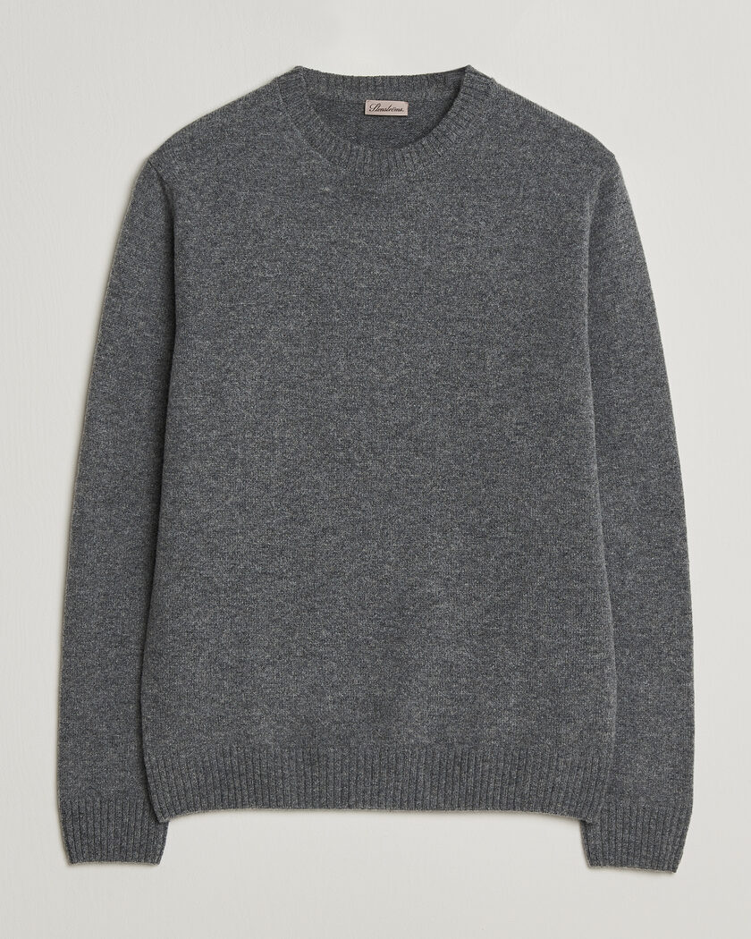Stenströms Knitted Lambswool Crew Neck Mid Grey Melange – Gris