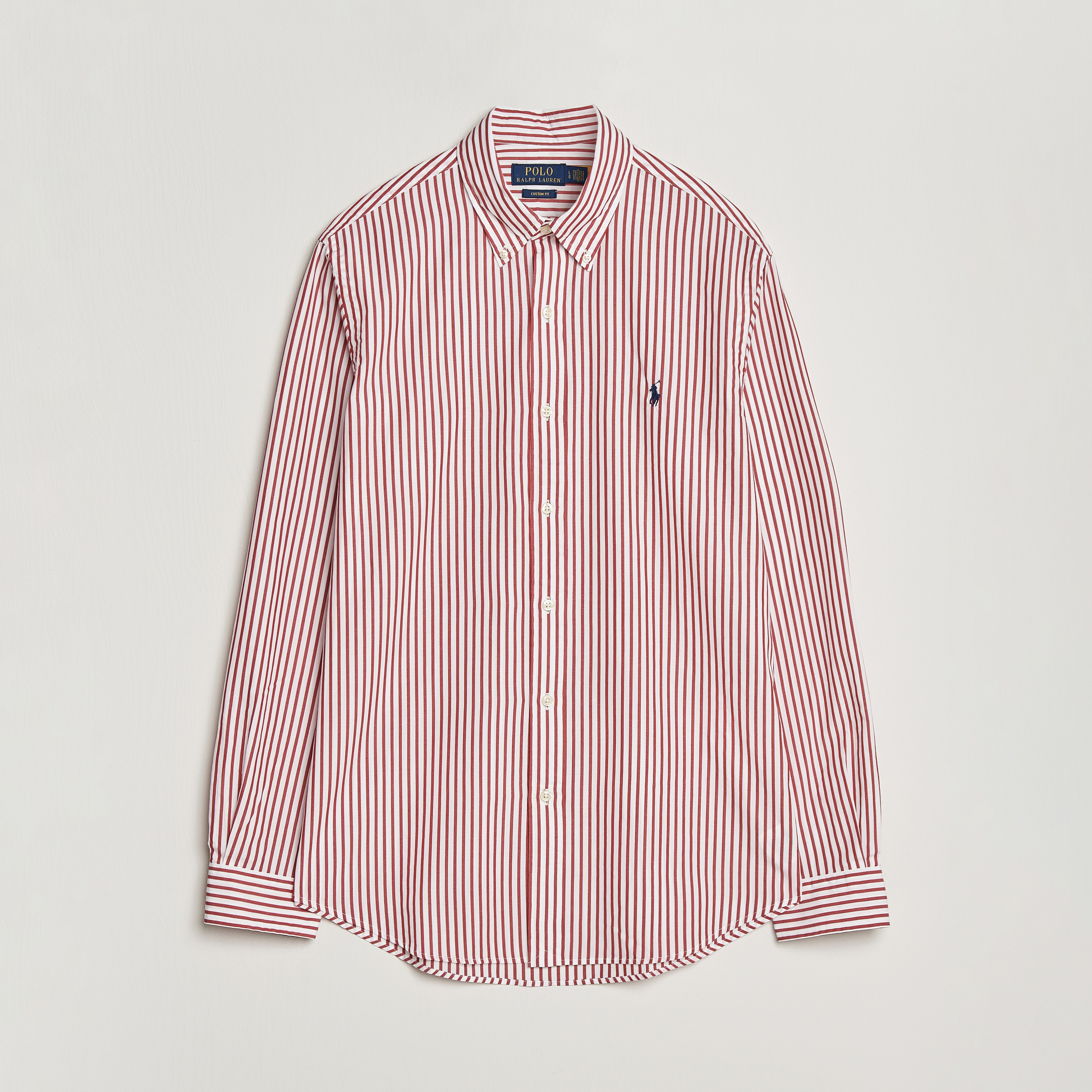 Polo Ralph Lauren Custom Fit Poplin Striped Shirt Bristol Red - Acheter Pol