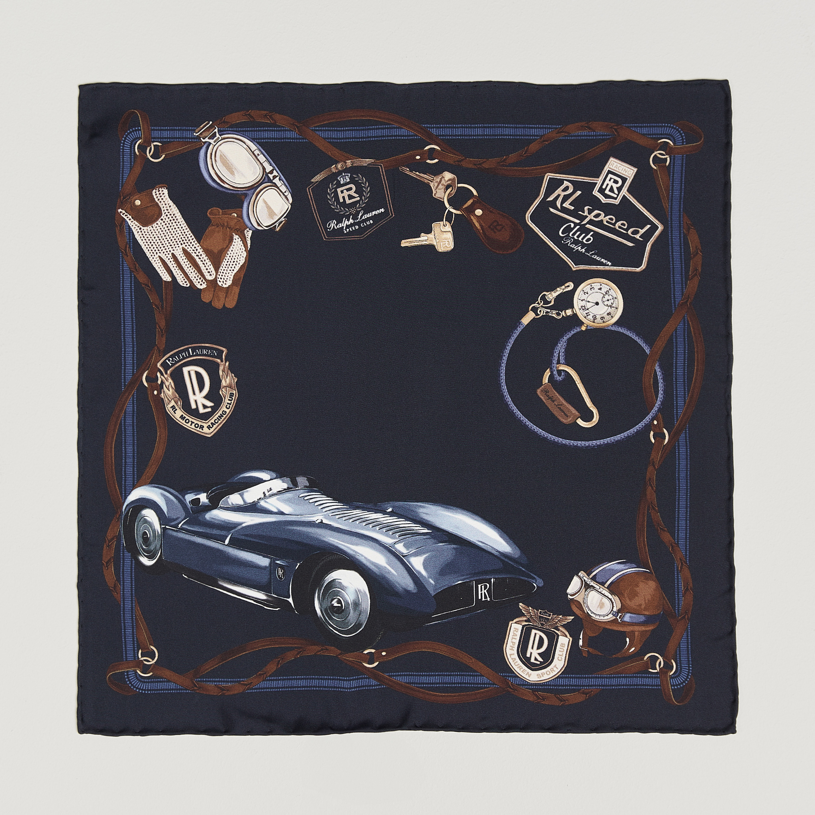 Ralph Lauren Purple Label Speed Club Silk Pocket Square Navy – Bleu