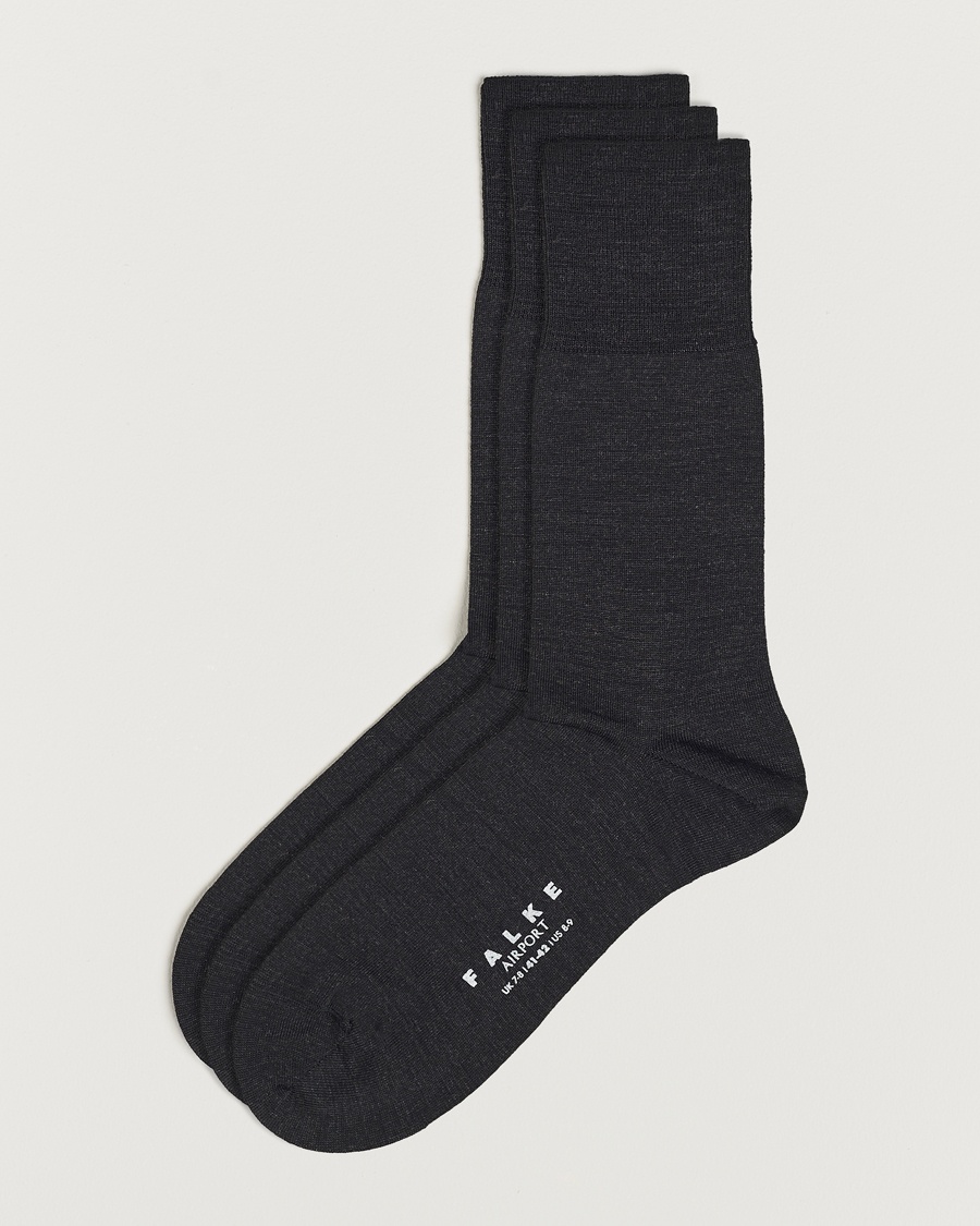 Falke 3-pack Airport Socks Anthracite Melange – Gris