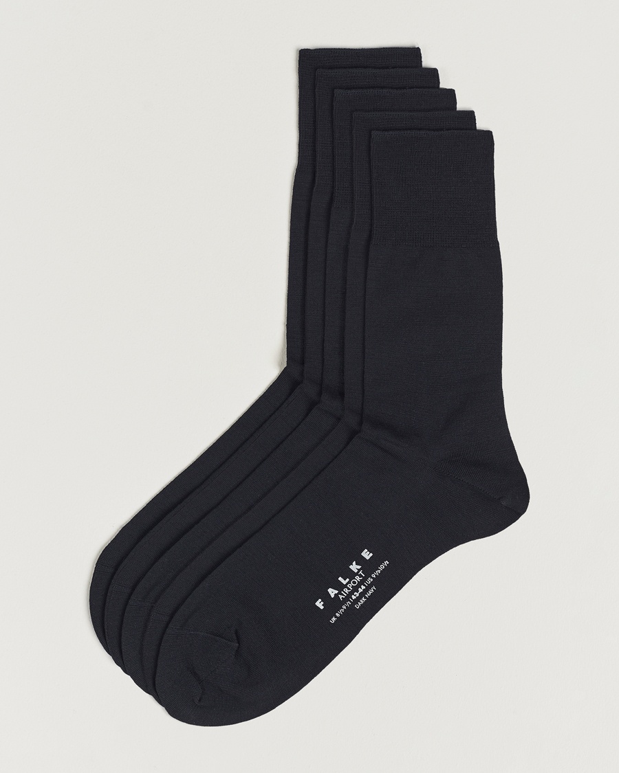 Falke 5-Pack Airport Socks Dark Navy – Bleu