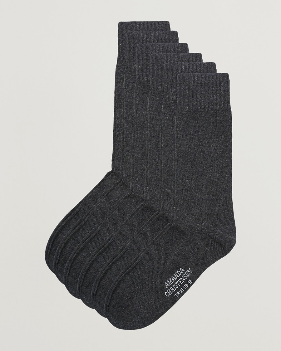 Amanda Christensen 6-Pack True Cotton Socks Antrachite Melange – Gris