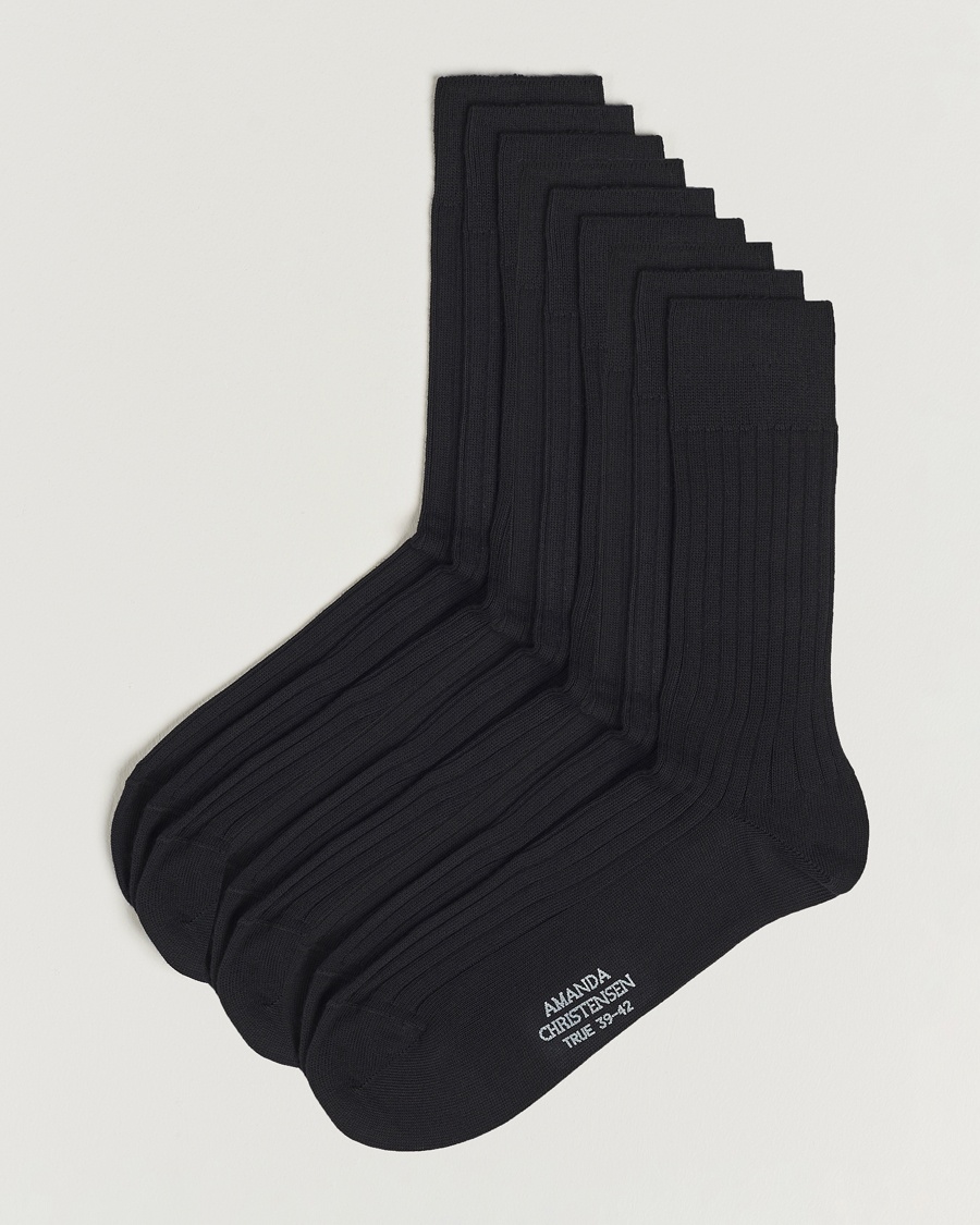 Amanda Christensen 9-Pack True Cotton Ribbed Socks Black