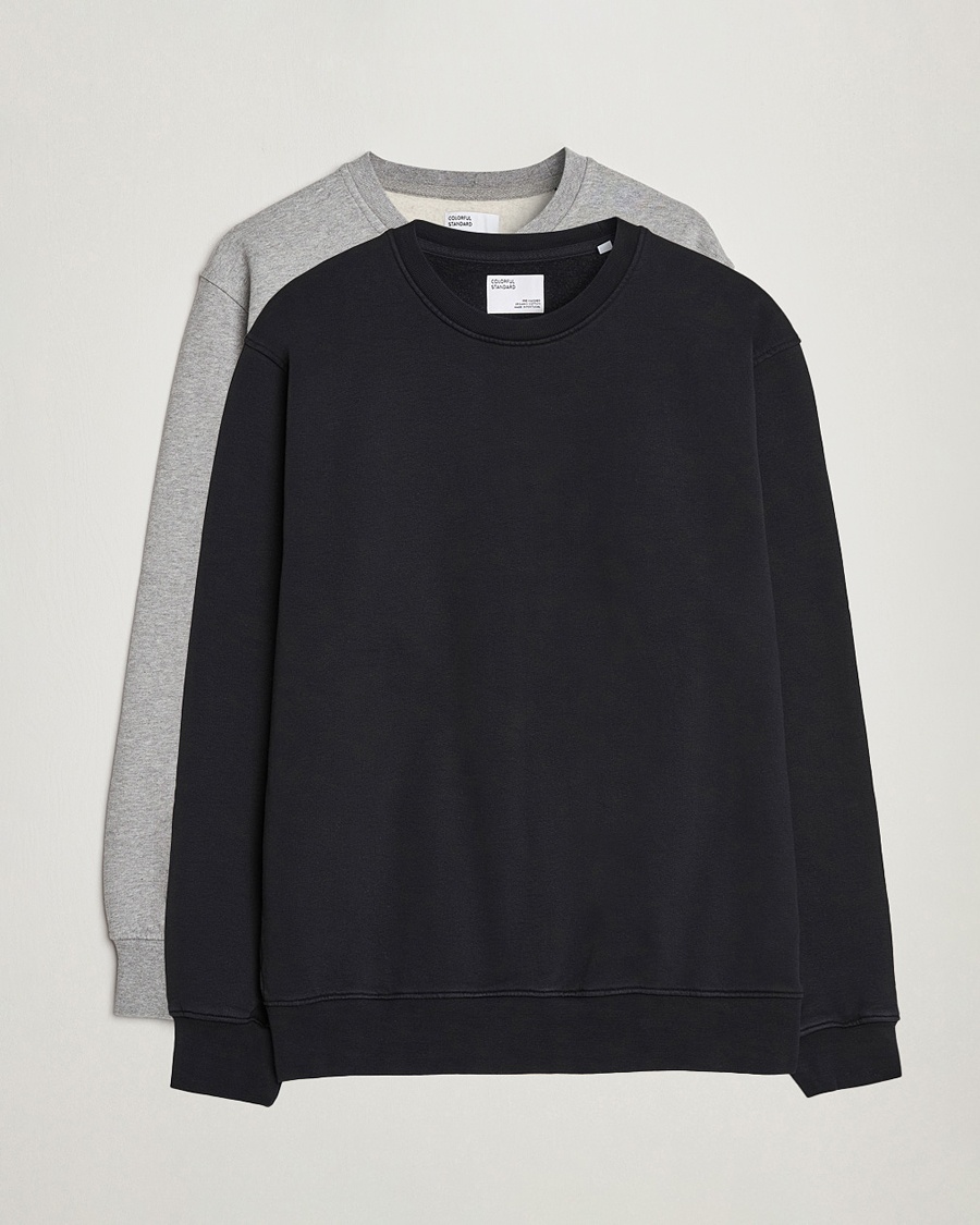 Colorful Standard 2-Pack Classic Organic Crew Neck Sweat Heather Grey/Deep Black – Noir