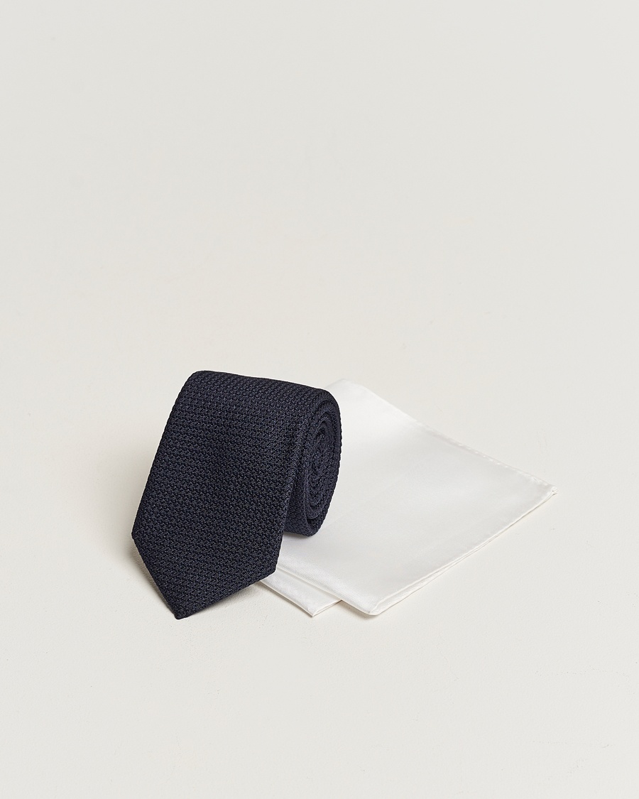 Amanda Christensen Set Tie Navy & Handkercheif White – Blanc