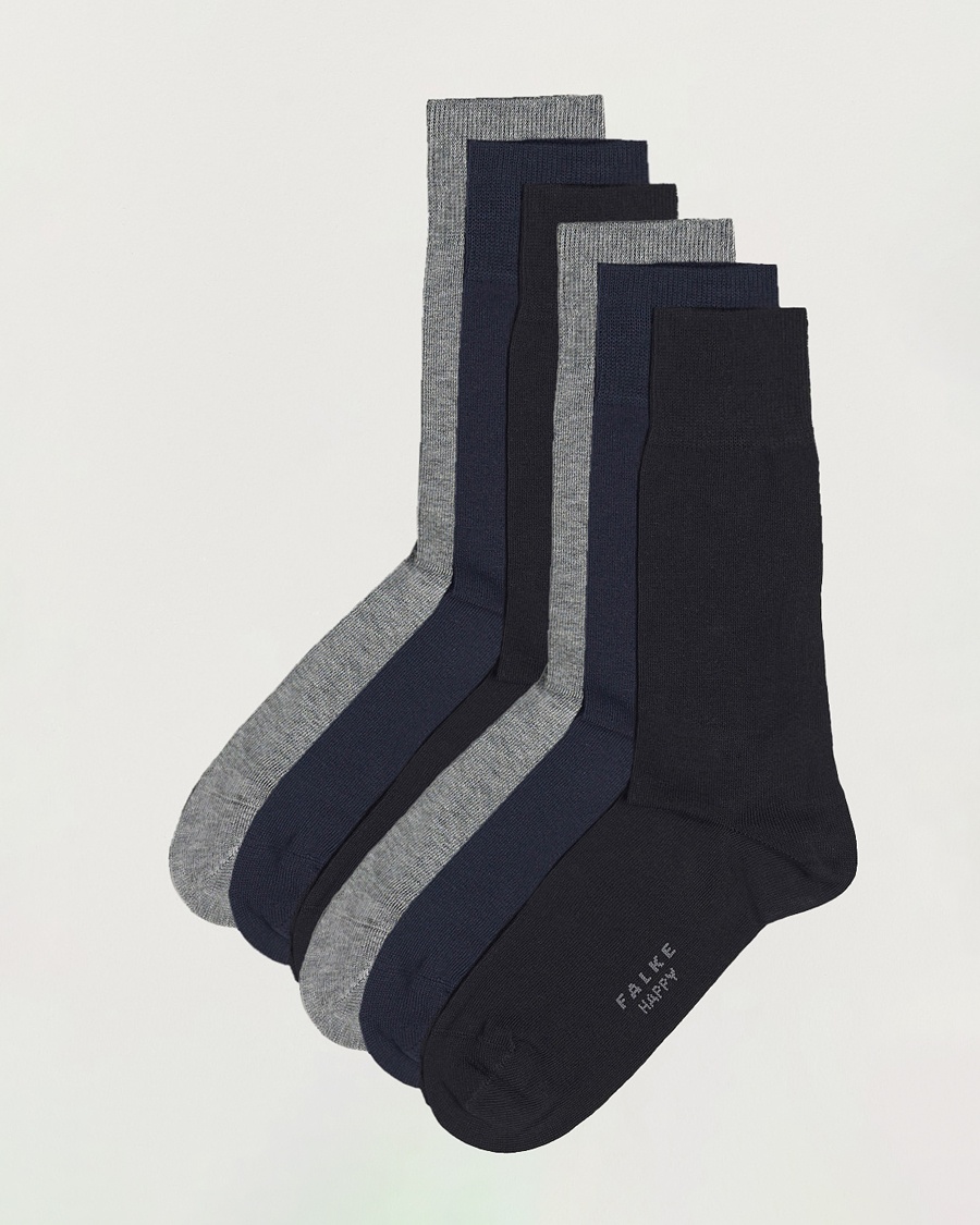 Falke 6-pack Happy Cotton Socks Black/Navy/Light Grey – Bleu