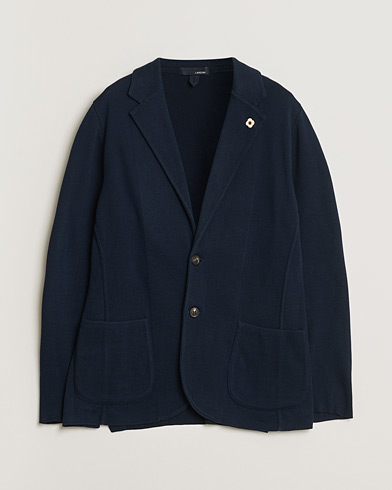 Pre-owned Lardini Knitted Cotton Blazer Navy M – Bleu