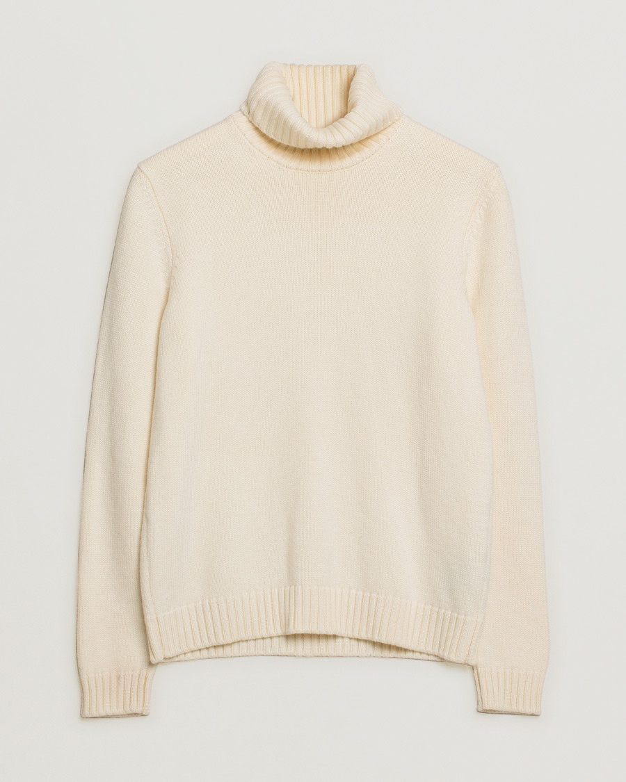 Pre-owned Zanone Virgin Merino Wool Rollneck Latte – Blanc