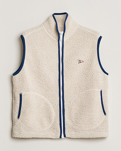 Pre-owned Drake's Zip Through Fleece Vest Ecru S – Blanc