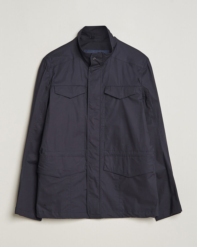 Pre-owned Herno Lightwieght Cotton Field Jacket Navy 50 – Bleu