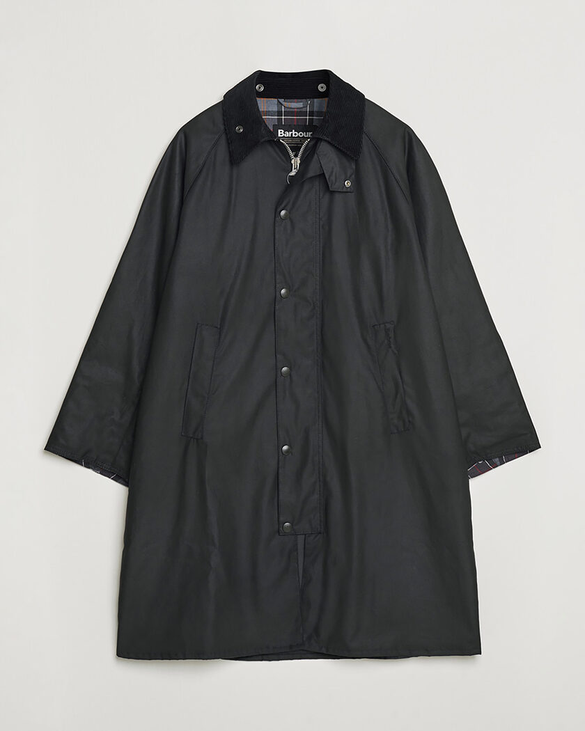 Pre-owned Barbour Heritage Modfied Exmoore Wax Coat Black UK38 - EU48 – Noir