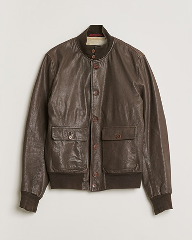 Stewart Calf Bomber Jacket Dark Brown L – Marron
