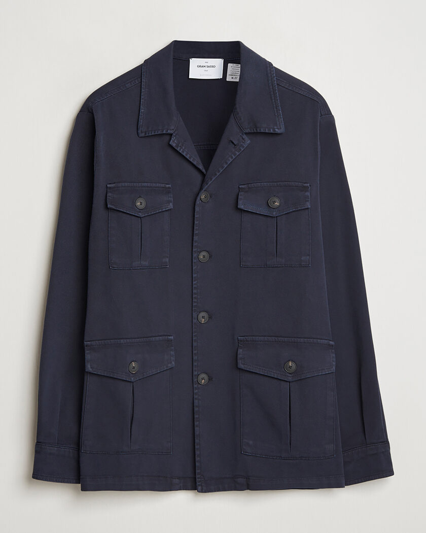 Pre-owned Gran Sasso Cotton Twill Safari Jacket Navy 50 – Bleu