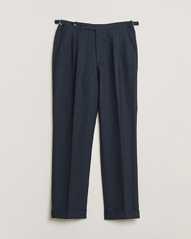 Pre-owned Berg&Berg High Waisted Double Pleated Wool Trousers Blue 52 – Bleu