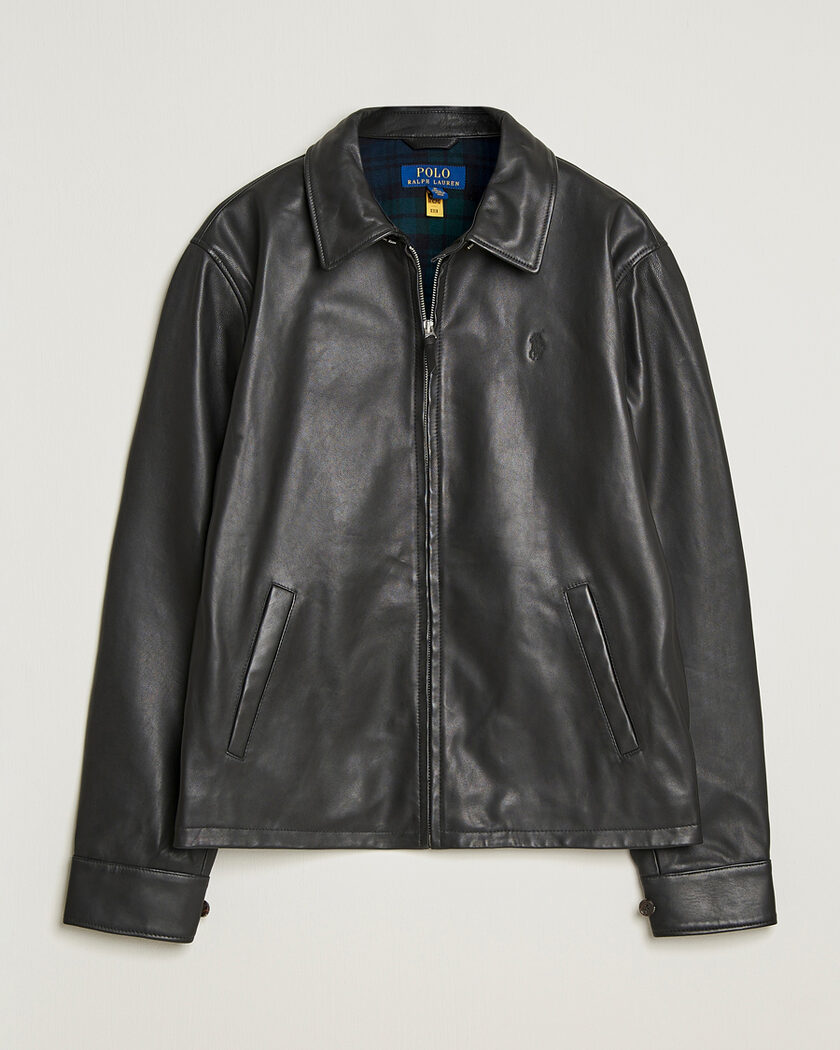 Pre-owned Polo Ralph Lauren Maxwell Windbreaker Leather Jacket Polo Black L – Noir