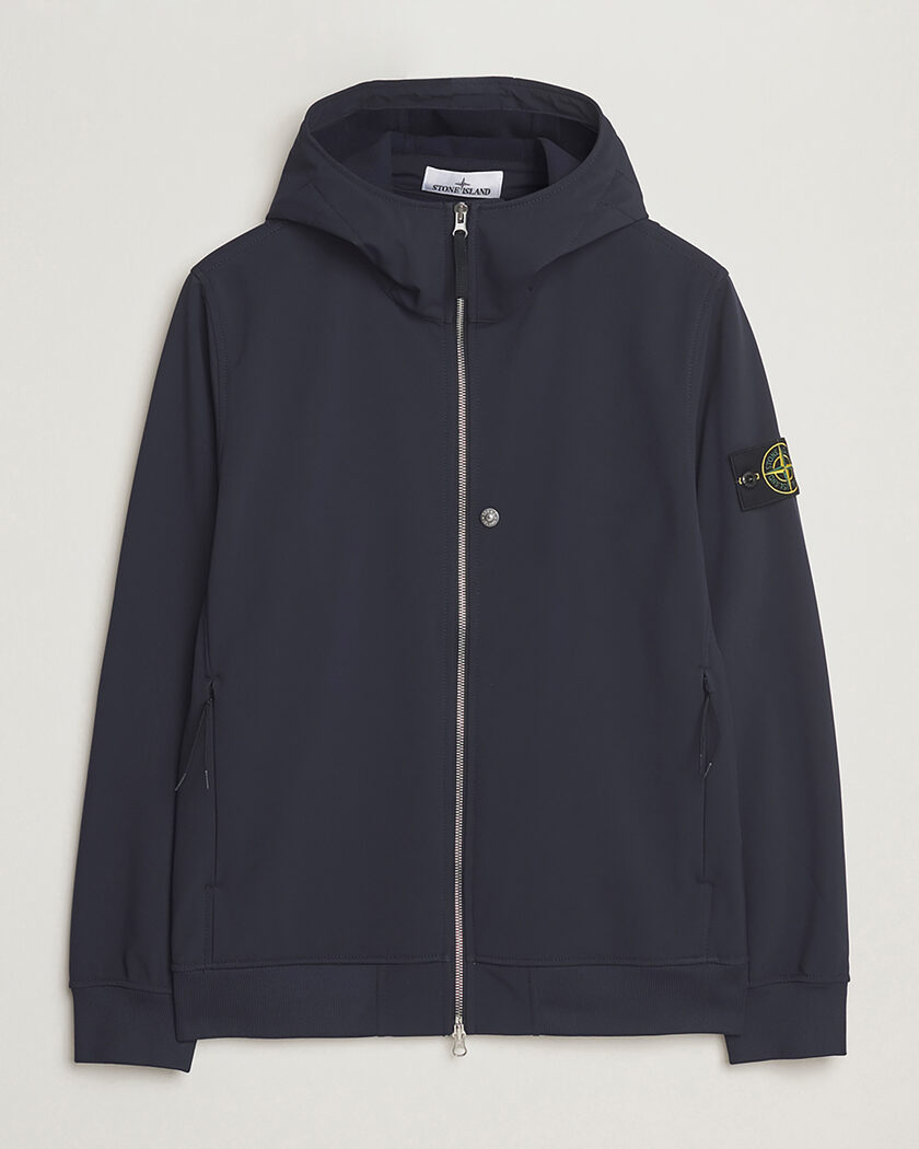 Pre-owned Stone Island Soft Shell Re-Dyed Lined Hood Jacket Navy L – Bleu