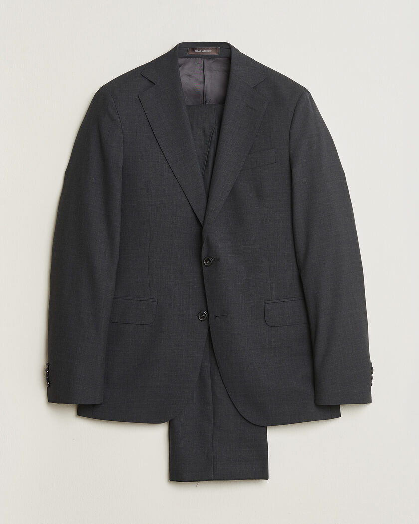 Pre-owned Oscar Jacobson Ego Wool Suit Dark Grey 46 – Gris