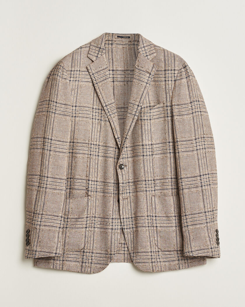  Lardini Silk Blend Checked Blazer Brown 54 – Marron