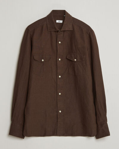 100Hands Two Pocket Western Linen Shirt Chocolate