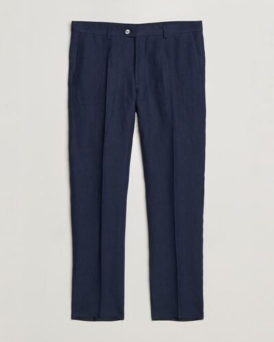 Oscar Jacobson Dandy Linen Trousers Navy