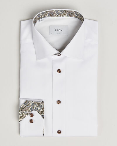 Eton Slim Fit Signature Twill Contrast Shirt White