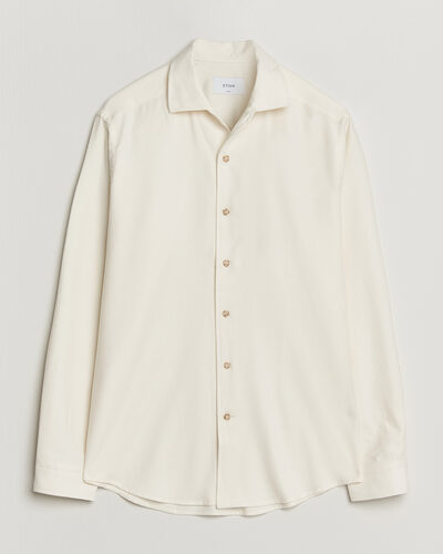 Eton Casual Fit One Piece Collar Flannel Shirt Off White