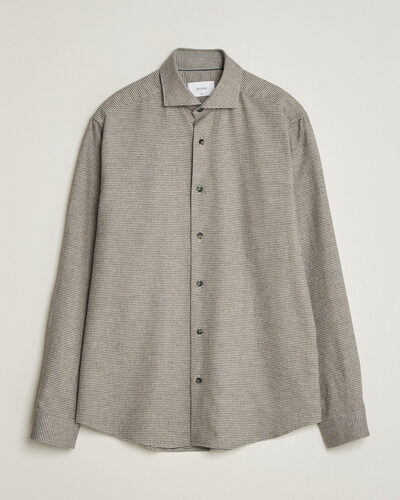 Eton Casual Fit Houndstooth Flannel Shirt Mid Grey