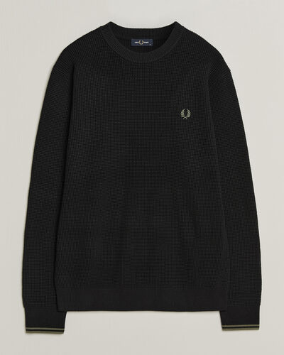 Fred Perry Waffle Stitch Jumper Black