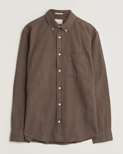 Gant Regular Fit Garment Dyed Twill Shirt Shadow Brown