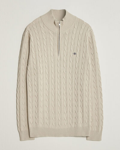 Gant Cotton Cable Half Zip Clay Beige