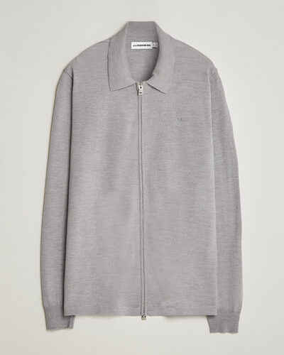 J.Lindeberg Kaleb Merino Full Zip Light Grey Melange