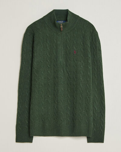 Polo Ralph Lauren Wool/Cashmere Cable Half Zip Lodgepole Pine Heather