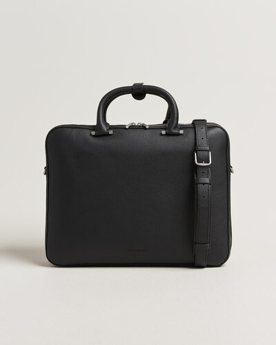 Tiger of Sweden Valise Grained Leather Double Zip Briefcase Black