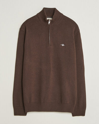 Gant Casual Cotton Half Zip Black Brown Melange