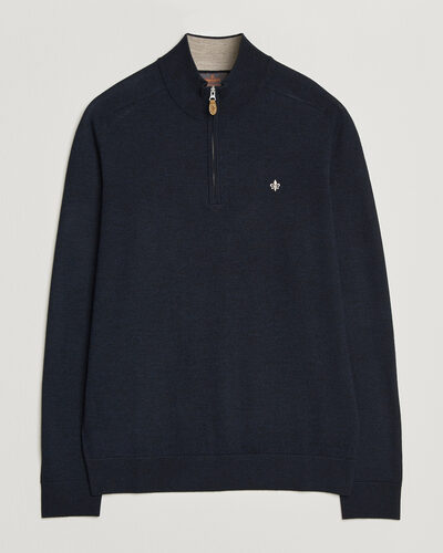 Morris John Merino Half Zip Navy