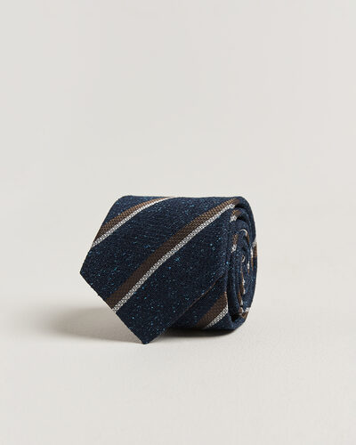 Amanda Christensen Silk Bourette Striped 8cm Tie Navy