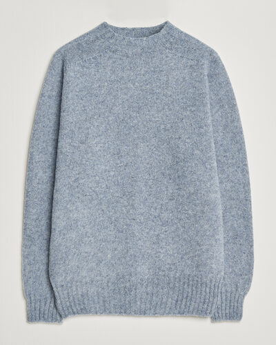 Sunspel Brushed Shetland Crew Neck Powder Blue