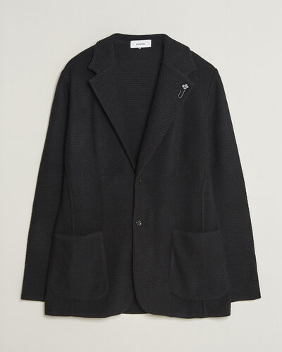 Lardini Knitted Structure Wool/Cashmere Blazer Black