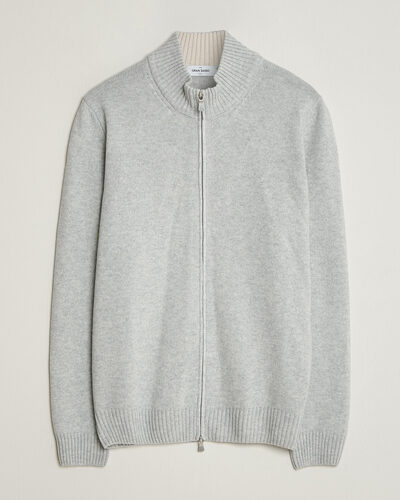 Gran Sasso Wool/Cashmere Full Zip Light Grey Melange