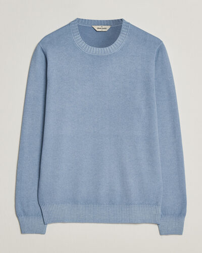 Gran Sasso Wool/Cashmere Washed Crew Neck Blue Melange