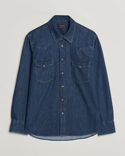 Oscar Jacobson Straight Fit Western Shirt Blue